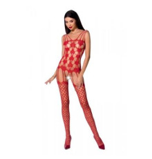 Бодистокинг Passion BS067 red, комбинезон, имитация чулок и топа на бретелях