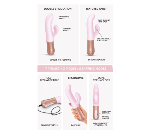 Подвійний пульсатор-кролик Love To Love SASSY BUNNY - BABY PINK