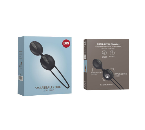 Вагинальные шарики Fun Factory SMARTBALLS DUO, черно-серые, 2 шт, диаметр 3,2 и 3,6 см