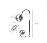 Металлический анальный крюк со съемными шарами