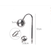 Металлический анальный крюк со съемными шарами