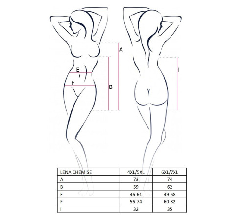 Сорочка приталена з відкритою спиною LENA CHEMISE red 6XL/7XL - Passion, трусики