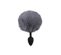 Силіконова анальна пробка S Чорна з Сірим хвостиком