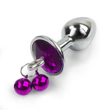 Металева анальна пробка S з дзвіночками, діаметр 2,8 см, довжина 7 см