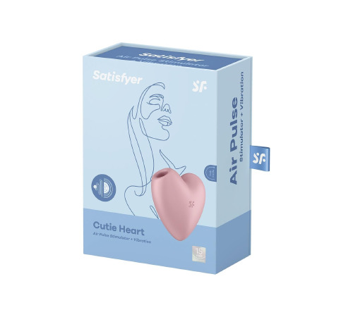 Вакуумный стимулятор-сердечко с вибрацией Satisfyer Cutie Heart Light Red