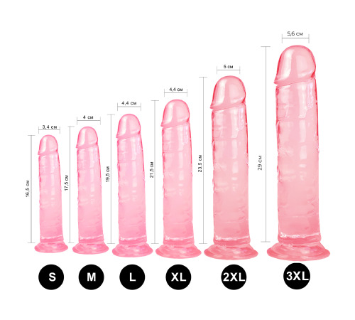 Гелевый реалистичный фаллоимитато Denis размер 3XL, Длина 29 см, Диаметр 5,6 см, Розовый