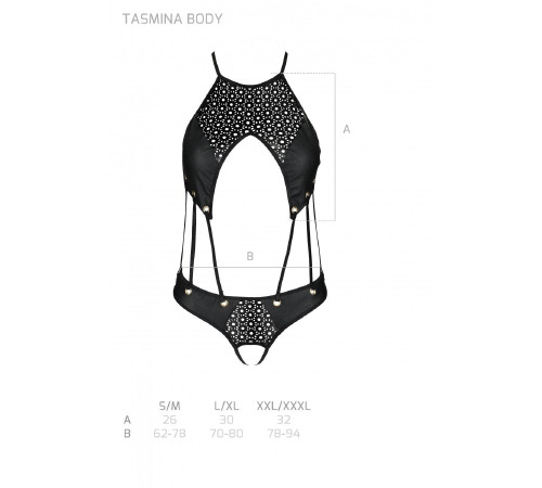 Боди из эко-кожи Passion Tamaris Body black L/XL: с ремешками и перфорацией