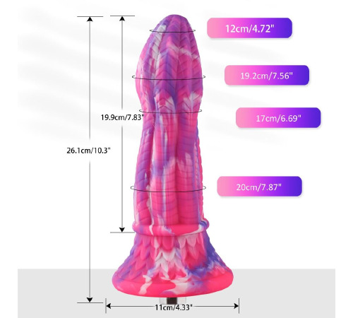 Фаллоимитатор для секс-машин Hismith 10.3″ Silicone Monster Dildo Series, система крепления KlicLok