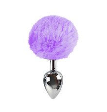 Металева анальна пробка L з бузковим хвостиком