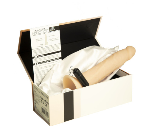 Фаллоимитатор Naked Addiction — 9″ Silicone Dual Density Bendable Dildo Vanilla, вибропуля в подарок