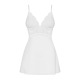 Сатиновый пеньюар с кружевом Obsessive 810-BAB-2 babydoll & thong L/XL, белый, пеньюар, танга