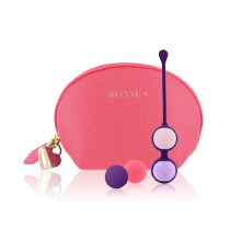 Набор вагинальных шариков Rianne S: Pussy Playballs Coral, масса 15,25, 35, 55г, монолит, косметичка