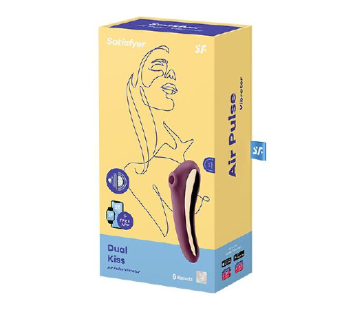 Вакуумний стимулятор з вібрацією Satisfyer Dual Kiss Wine Red