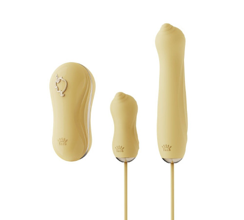 Набор 3в1 Zalo — UNICORN Set Yellow, виброяйцо, пульсатор, вакуумный стимулятор