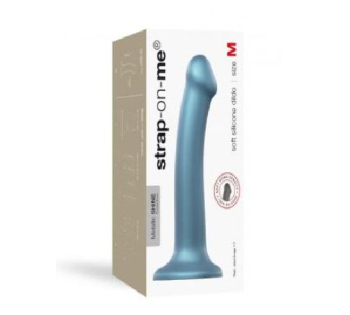 Насадка для страпону Strap-On-Me Mono Density Dildo M Blue, діам. 3,3 см, одношаровий силікон, гнучк