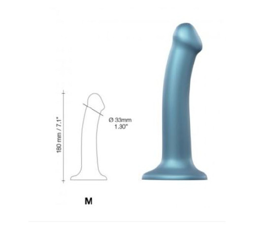 Насадка для страпону Strap-On-Me Mono Density Dildo M Blue, діам. 3,3 см, одношаровий силікон, гнучк