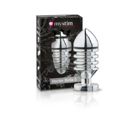 Металева анальна пробка Mystim Hector Helix S для електростимулятора, діаметр 4 см