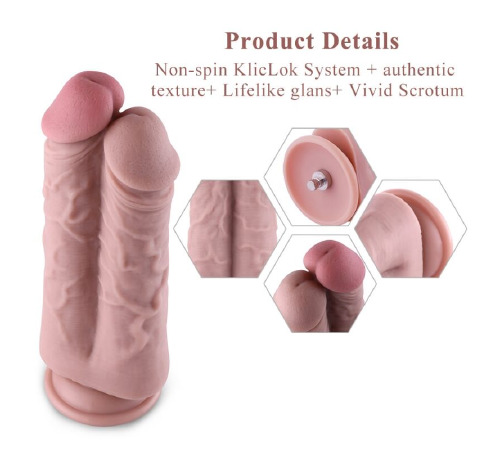 Подвійний дилдо для секс-машин Hismith 8.5″ Two Cocks One Hole Silicone Dildo