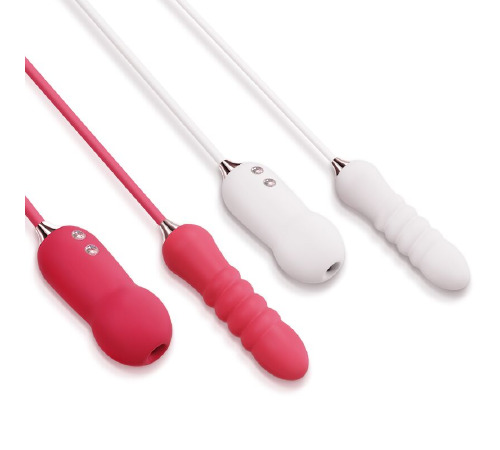 Пульсатор с вакуумным стимулятором Kistoy Cathy Red на гибкой сцепке