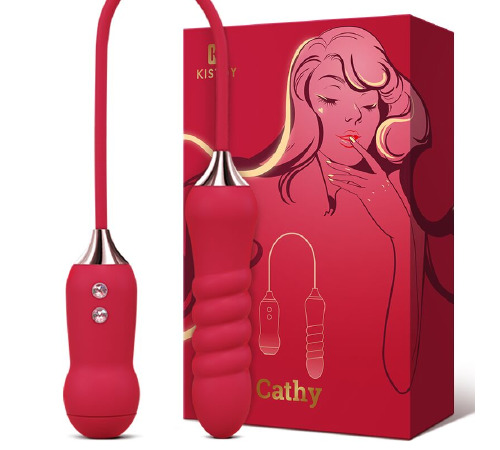 Пульсатор с вакуумным стимулятором Kistoy Cathy Red на гибкой сцепке