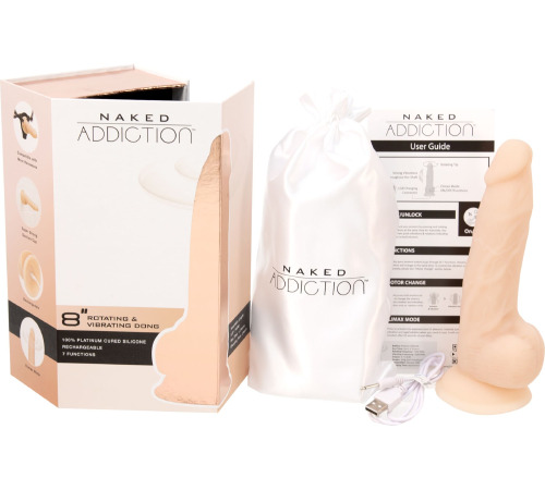 Фаллоимитатор с вибрацией и ротацией Naked ADDICTION James 8″ Rotating & Vibrating Dong, пульт ДУ