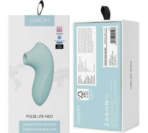 Вакуумний стимулятор Svakom Pulse Lite Neo Seafoam Blue, керується зі смартфона