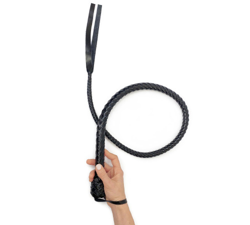 Плеть с рукоятью, натуральная кожа, цвет черный, длина - 120 см