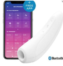 Вакуумный клиторальный стимулятор Satisfyer Curvy 1+ White с управлением через интернет
