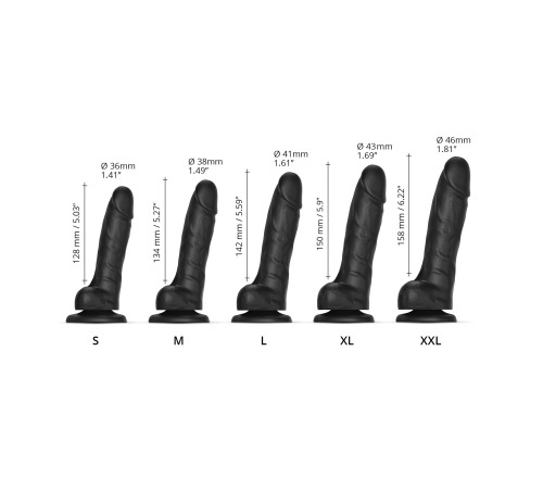 Реалистичный фаллоимитатор Strap-On-Me Sliding Skin Realistic Dildo Black - S, эффект подвижной кожи