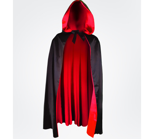Накидка плащ Ведьмы на Хэллоуин Черно/Красная