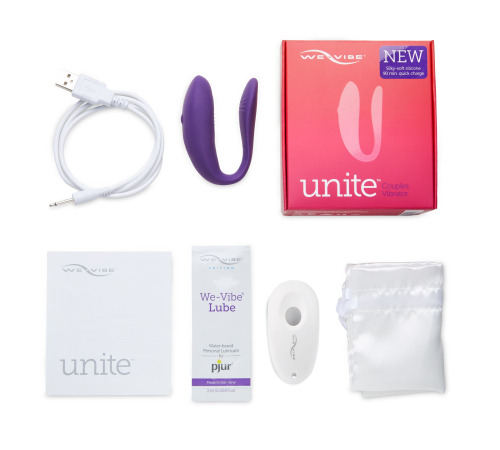 Недорогой вибратор для пар We-Vibe Unite Purple, однокнопочный пульт ДУ