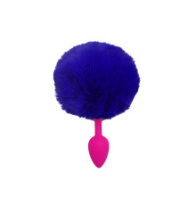 Силіконова анальна пробка S Рожева з Синім хвостиком