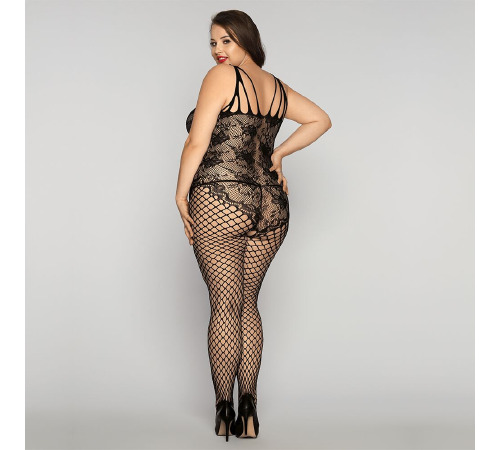 Бодистокинг на все тело с сеткой и кружевом Size Plus Black