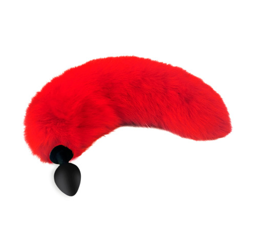 Силіконова анальна пробка з Червоним шикарним хвостом, розмір М
