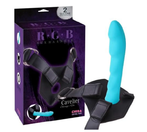Страпон голубая насадка RGB Sex Harntss Cavelier Chisa