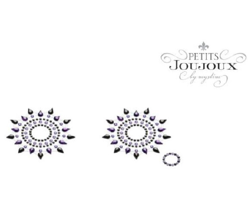 Пэстис из кристаллов Petits Joujoux Gloria set of 2 - Black/Purple, украшение на грудь