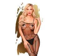 Бодістокінг з панчохами та геометричним малюнком Penthouse - Firecracker Black S/L