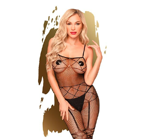 Бодистокинг с чулками и геометрическим рисунком Penthouse - Firecracker Black S/L