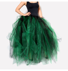 Пышная зелёно-чёрная фатиновая юбка, размер XS-M