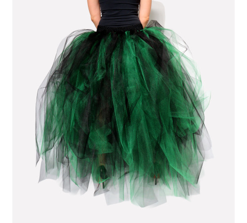 Пышная зелёно-чёрная фатиновая юбка, размер XS-M