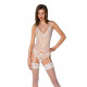 Корсет Passion Ursula Corset white XXL/XXXL, с пажами, трусики с ажурным декором и открытым шагом