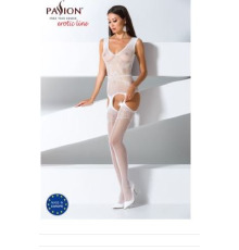 Бодистокинг Passion BS062 white, комбинезон, имитация чулок