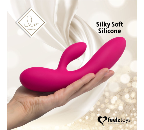 Гибкий вибратор кролик с двумя моторами FeelzToys Lea Rabbit Vibrator Rubine Red