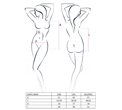 Боди с очень глубоким декольте DARYL BODY black S/M - Passion