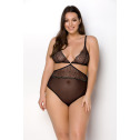 Боди Passion Amberly Body 4XL/5XL black, ассиметричный крой, кружевной лиф, золотая нить