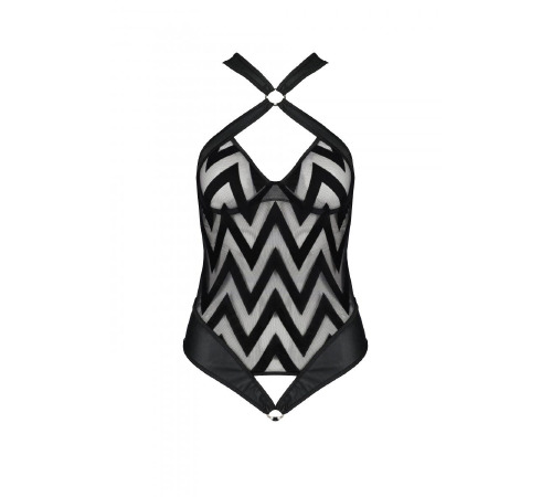 Сетчатый боди с халтером и ритмичным рисунком Hima Body black XXL/XXXL - Passion