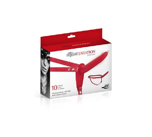 Страпон с вибрацией Fetish Tentation Vibrating Strap-On with Dildo Red