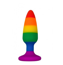 Силиконовая анальная пробка Wooomy Hiperloo Silicone Rainbow Plug M, диаметр 2,9 см, длина 11 см
