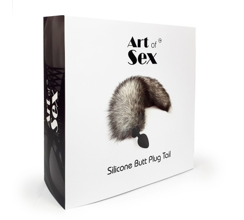 Силіконова анальна пробка з хвостом з натурального хутра Art of Sex size Artctic fox