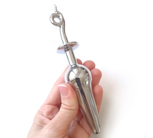 Анальна пробка Крапля-кулька, металева з хвостиком